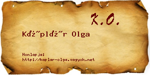 Káplár Olga névjegykártya